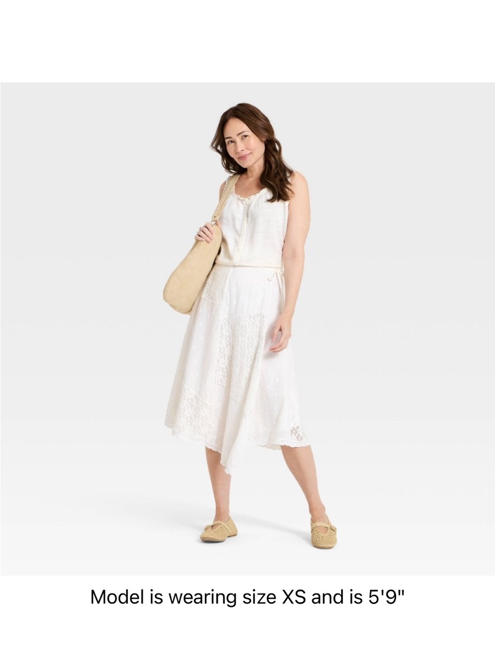 White patchwork lace true wrap skirt asymmetrical